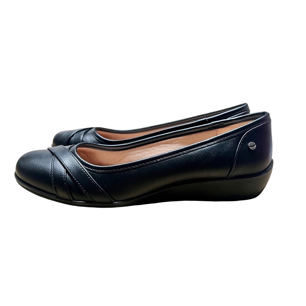 LifeStride I-Loyal Black Tumble Wedge Pumps Womens 10W Soft System NEW Comfort